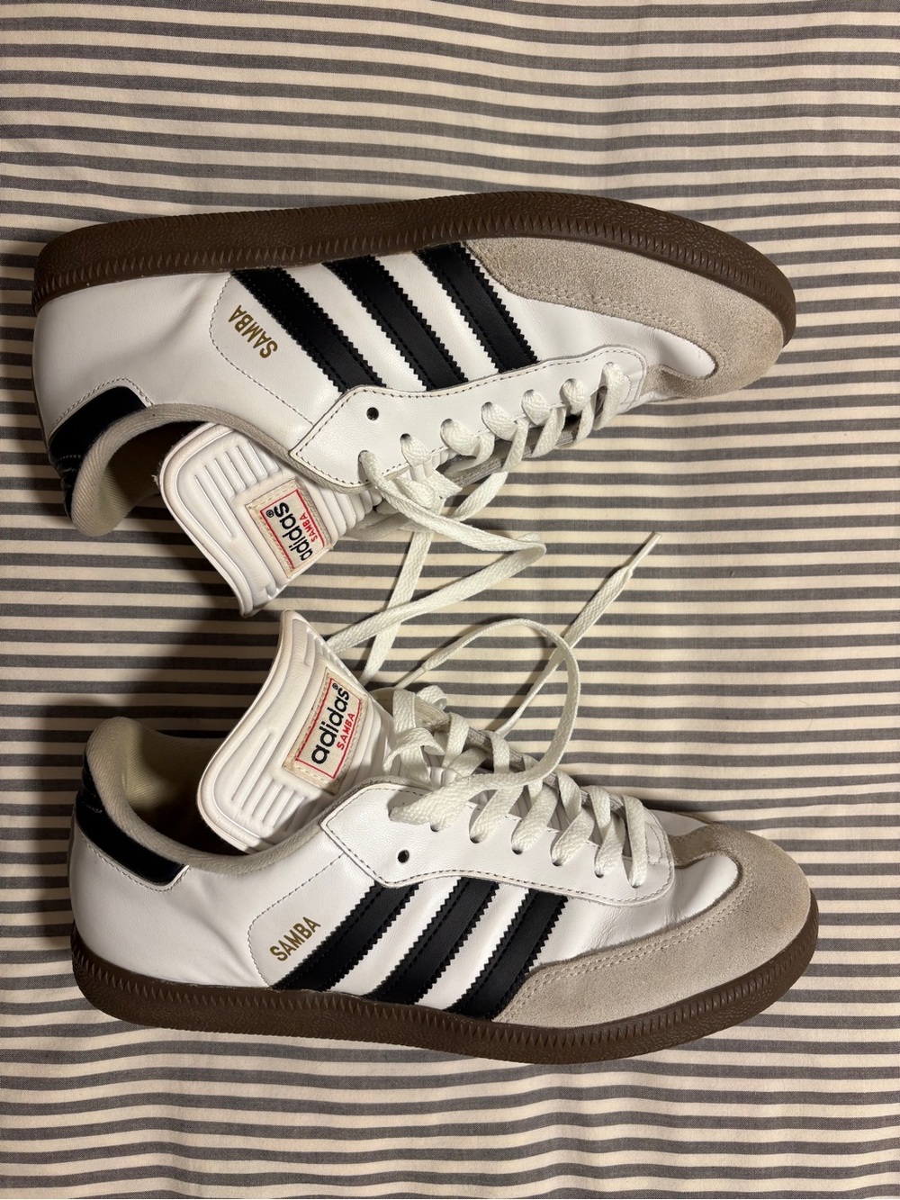 adidas Samba White, Black & Brown Classic Low-Top Sneakers